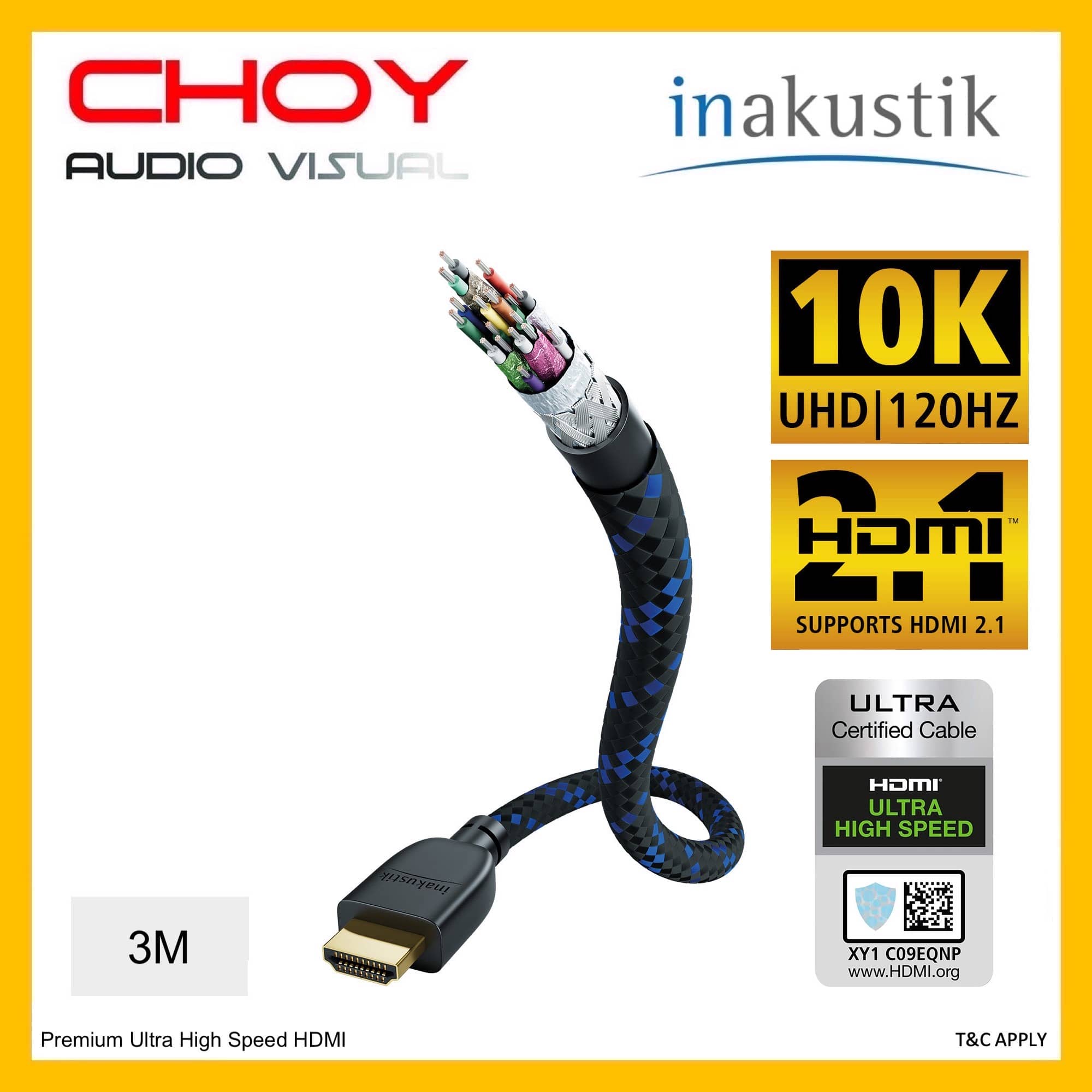 Cable Hdmi 2.1 Premium Inakustik 3 mt - Muisc World