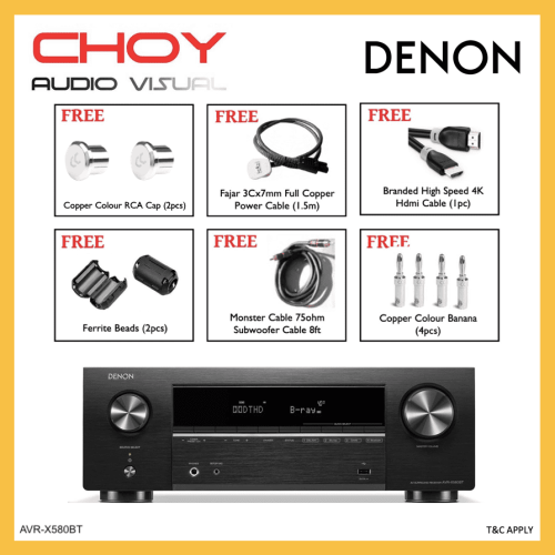 Denon AVR-X580BT 5.2Ch AV Receiver + Free Gift - Choy Audio Visual